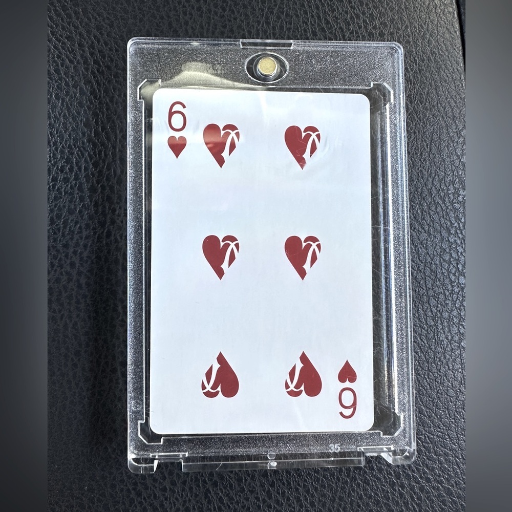 6 of Hearts Playing Card in Clear Case